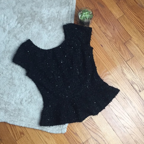 Design Lab Tops - NWOT Peplum Black Textured Top